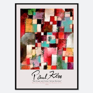 Paul Klee Red Green Violet–Yellow Rhythms Vintage Poster Colorful Art Print | Paul Klee Print, Paul Klee Painting, Museum Exhibition #PK05