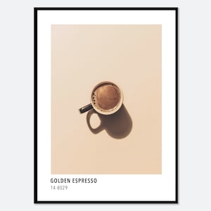 Golden Espresso Brown Color Card Inspired Art Print | Coffee Art Print, Poster for Coffee Lovers, Colorful Modern Cafe Poster #CC01
