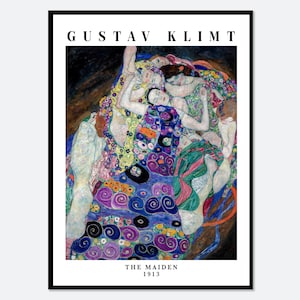 Gustav Klimt The Maiden 1913 Vintage Exhibition Poster Art Print | Gustav Klimt Print, Gustav Klimt Poster, Gustav Klimt Painting #GK06B