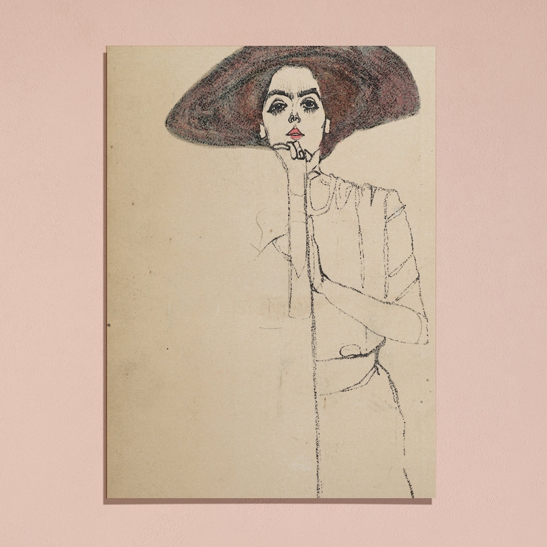 Egon Schiele Portrait of a Woman 1910 Vintage Exhibition Poster Art Print Egon Schiele Print, Egon Schiele Poster, Schiele Painting ES06 image 5