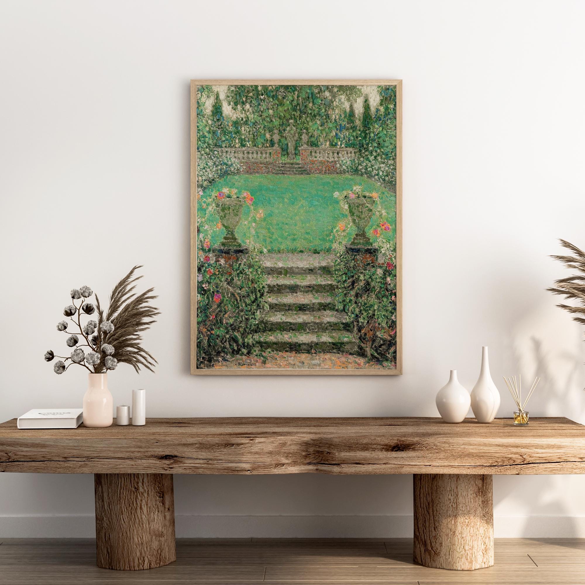 Vintage Green Garden Wall Art Print | Antique Romantic Poster, French ...