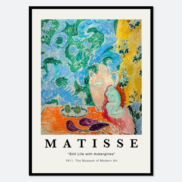 Henri Matisse Still Life with Aubergines 1911 Poster Art Print| Matisse Print, Matisse Painting, Colorful Art, Museum Exhibition #M116