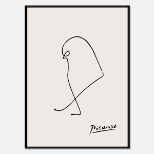 Pablo Picasso Sparrow Bird Sketch Line Drawing Stampa artistica / Esquisse, Le Moineau, Museo Mostra Poster vintage, Serigrafia animale #PP43