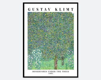 Gustav Klimt Rosebushes Under The Trees 1905 Vintage Exhibition Poster Art Print | Gustav Klimt Print, Klimt Poster, Klimt Painting #GK03B