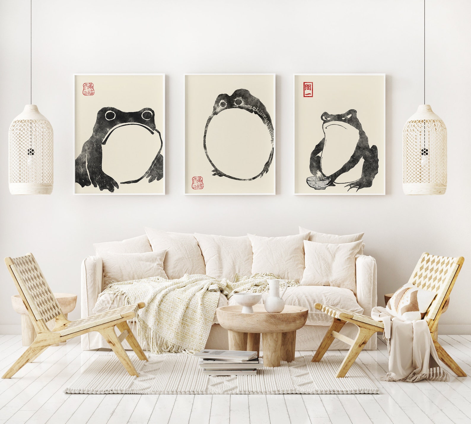 Japanese Frog Matsumoto Hoji Toad Set of 3 Woodblock Art Print ...