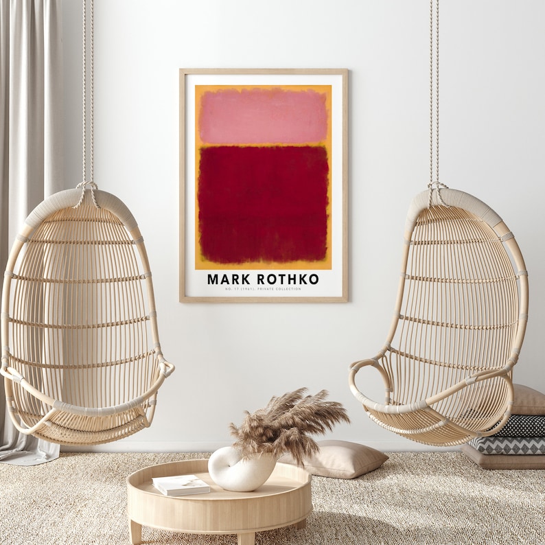 Mark Rothko No. 17 Untitled 1961 Red Pink Yellow Vintage Poster Art Print Mark Rothko Print, Mark Rothko Painting, Museum Exhibition MR08 image 7