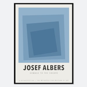 Josef Albers Squares Exhibition Art Print | Mid Century Print, Albers Print, Albers Poster, Blue Poster, Geometric Minimalist Print #JA02