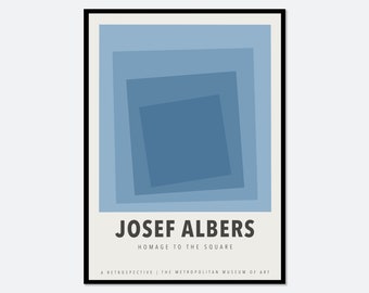 Josef Albers Squares Exhibition Art Print | Mid Century Print, Albers Print, Albers Poster, Blue Poster, Geometric Minimalist Print #JA02