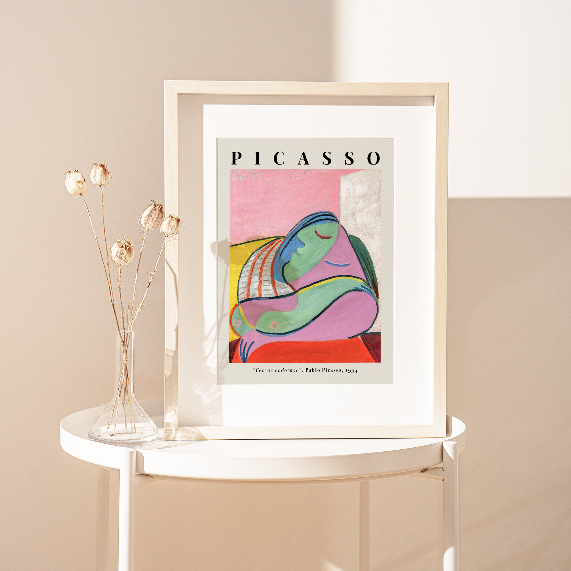 パブロ・ピカソ「眠る女性」ピンク抽象画 キュビズム ヴィンテージ