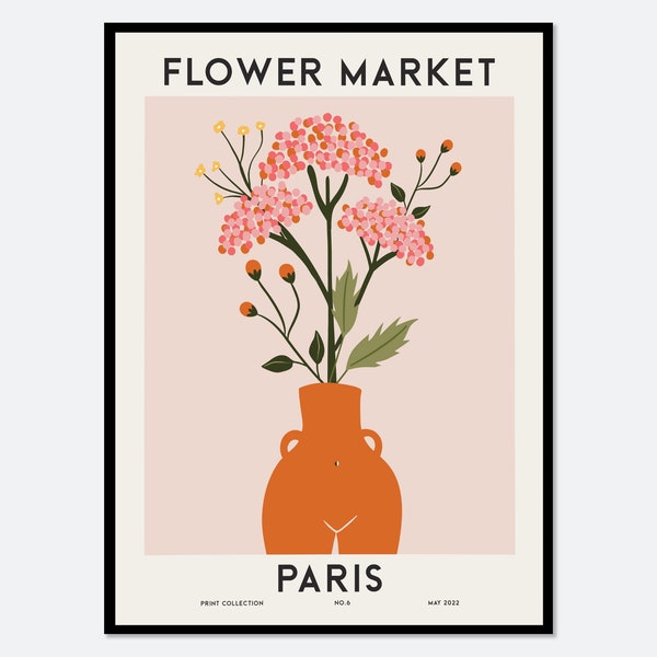 Flower Market Paris Colorful Botanical Art Print | Spring Flowers Print, Floral Wall Art Print, Wildflowers Poster, Colorful Art Print #FM79