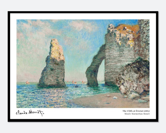 モネ「エトルタの断崖」1885年 ヴィンテージ展覧会ポスター アート