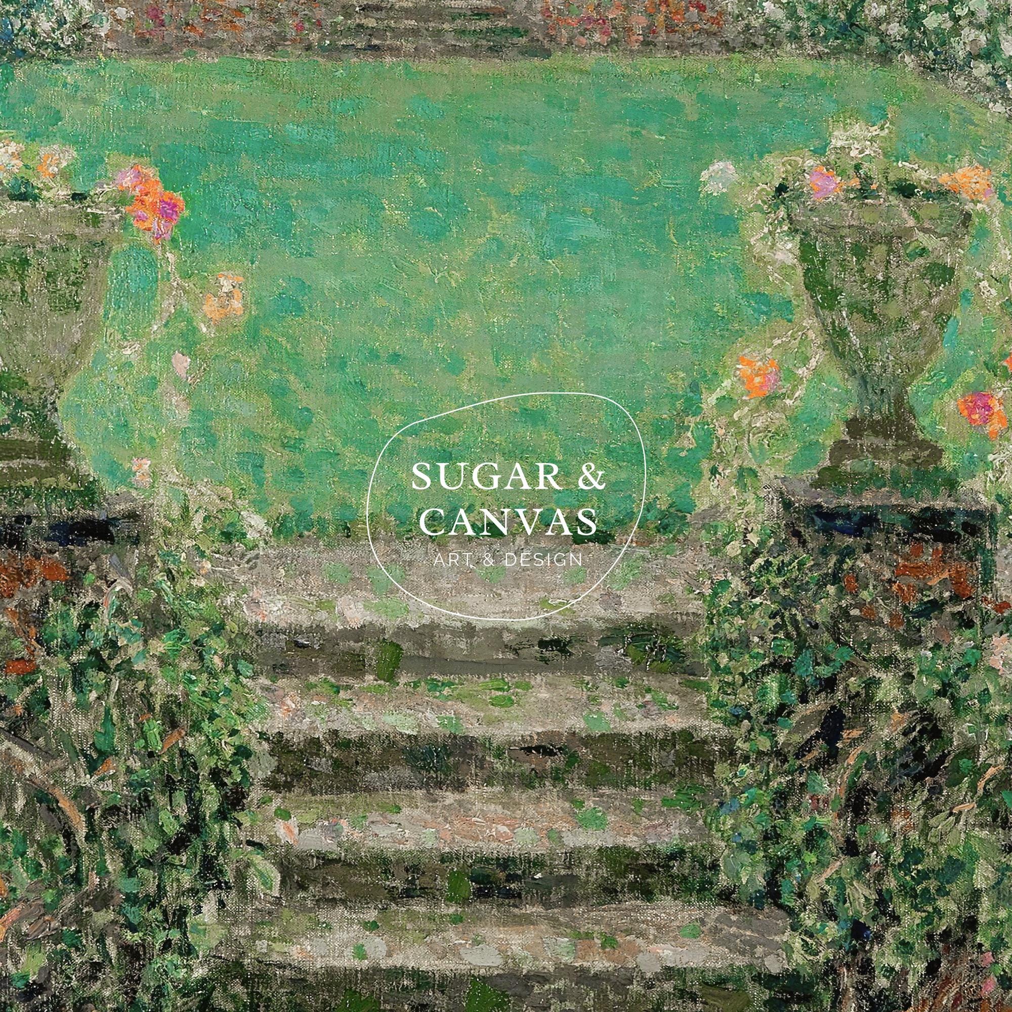 Vintage Green Garden Wall Art Print | Antique Romantic Poster, French ...