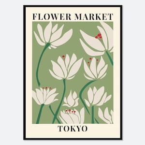 Flower Market Tokyo Colorful Green Botanical Wall Art Print | Spring Flowers Poster, Abstract Floral Wildflowers, Nursery Boys Girls #FM09