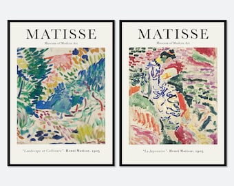 Henri Matisse Set of 2 La Japonaise Landscape at Collioure 1905 Vintage Poster Art Print | Matisse Print, Museum Exhibition Matisse Painting