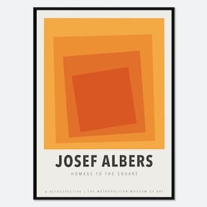 Josef Albers Squares Exhibition Art Print | Mid Century Print, Albers Print, Albers Poster, Orange Poster, Geometric Minimalist Print #JA04
