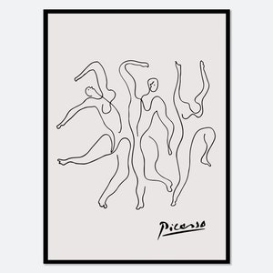 Pablo Picasso de drie dansers 1925 Line Art Print | Museumtentoonstelling vintage poster, minimalistische Picasso-print, gesigneerde lithografie #PP22