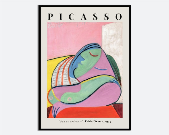 パブロ・ピカソ「眠る女性」ピンク抽象画 キュビズム ヴィンテージ