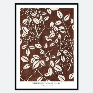 Watanabe Seitei Leaf Pattern from Bijutsu Sekai Vintage Japanese Woodblock Plants Art Print | Japanese Art, Japanese Poster 渡辺省亭美術世界 JP18