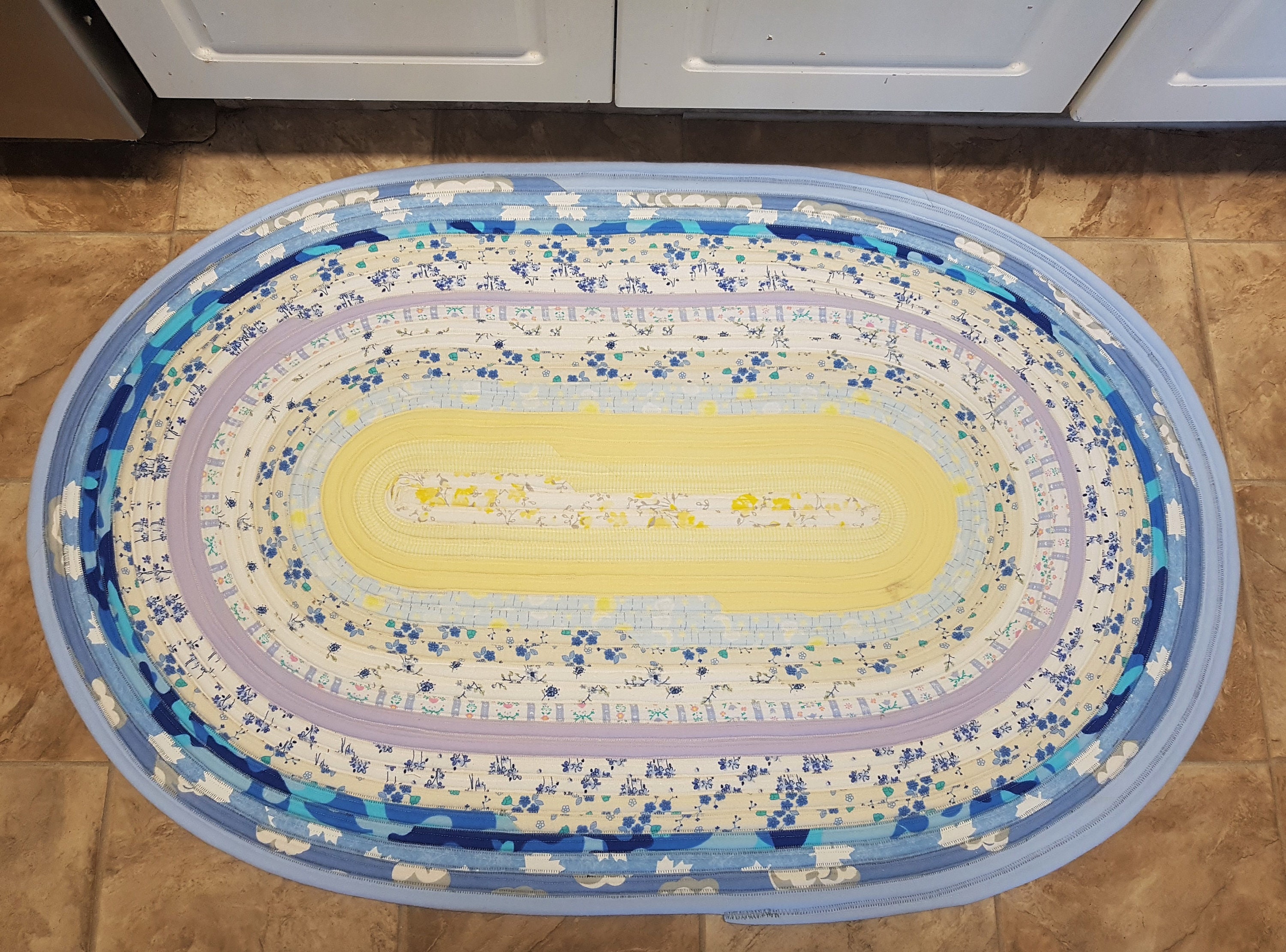 Hand Crafted Soft Flannelette Oval Jelly Roll Rug 42 by Etsy UK