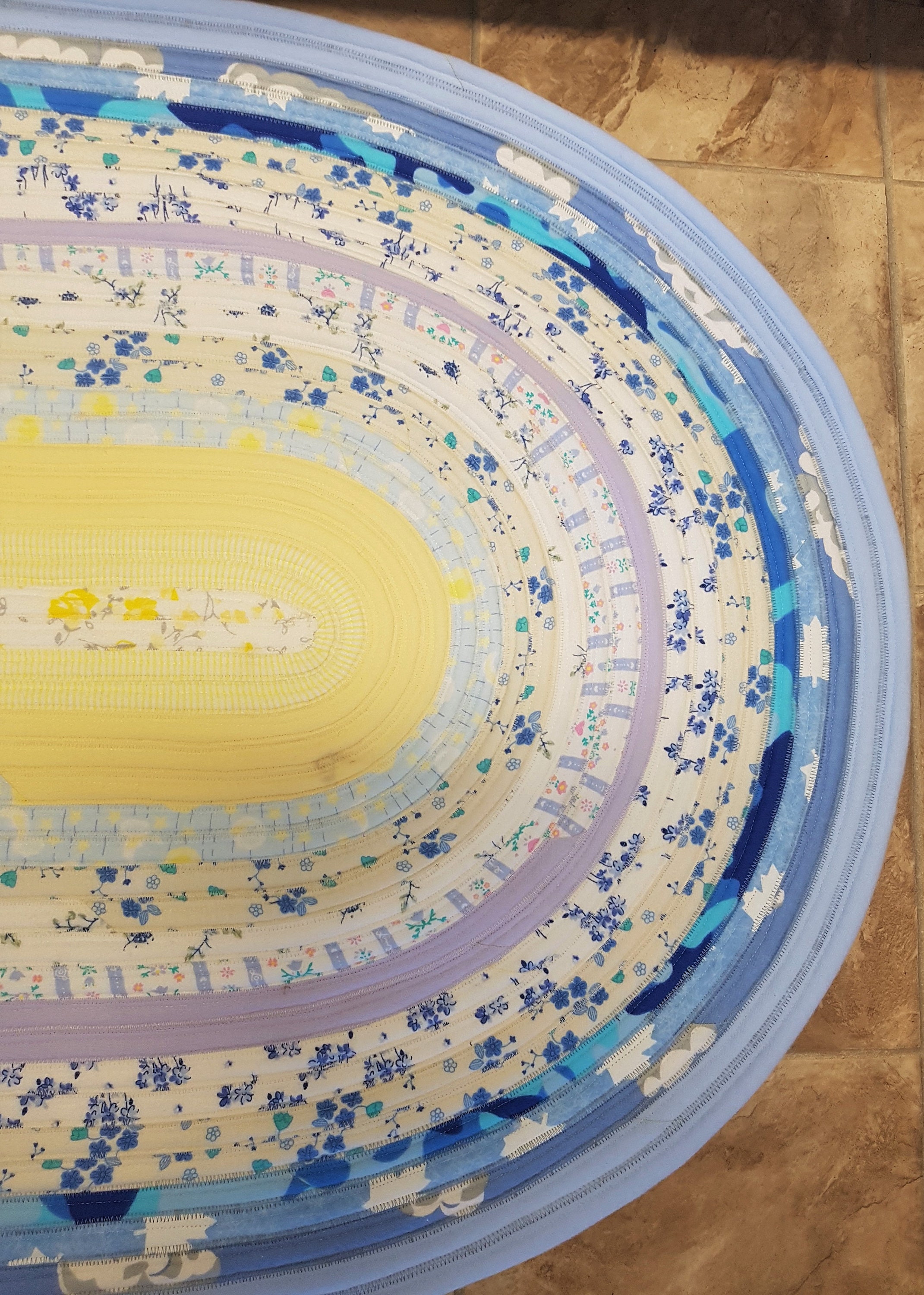 Hand Crafted Soft Flannelette Oval Jelly Roll Rug 42