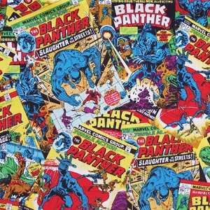 Black Panther Comic Stack Toss  - Camelot Licenced Fabric - 1/2 meter