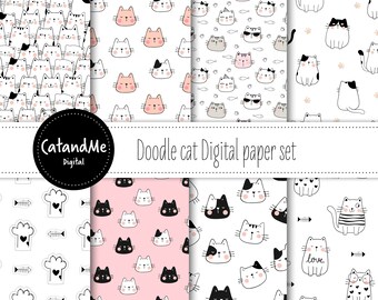 Download Cat Doodle Art Etsy