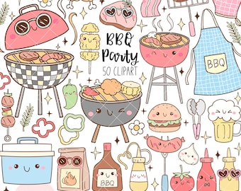 Groovy barbecue party clipart Summer BBQ png Backyard barbecue png Cute grill party food png Burgers Hamburger Cookout Summer picnic gift