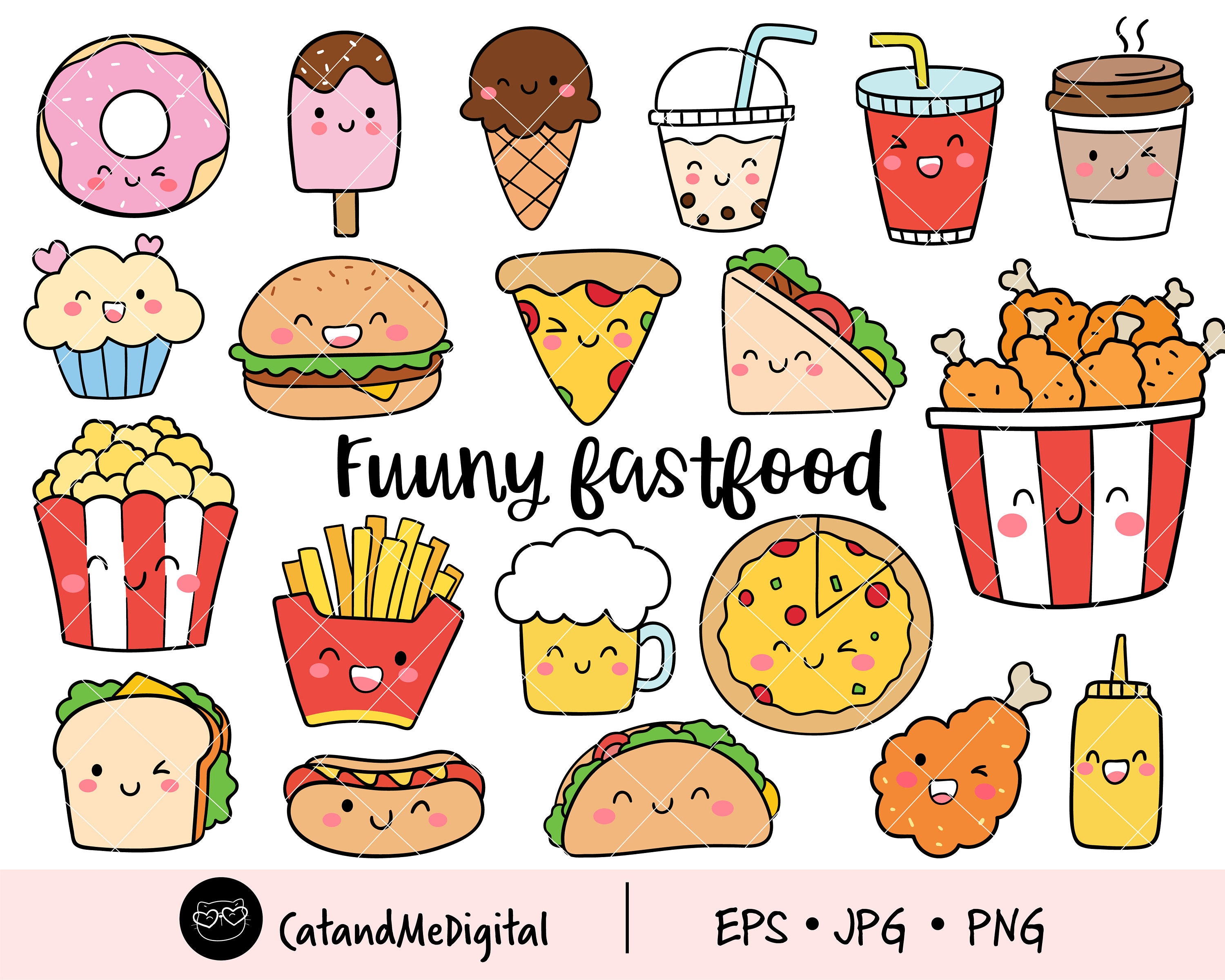 Kawaii Fast Food Sticker Sheet for Planner, Decorative Stickers