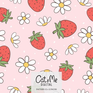 Jordgubbsmönster Frukt sömlöst jordgubbsmönster upprepande prästkragemönster Retro tygdesign Sublimering jordgubb prästkrage digitalt papper