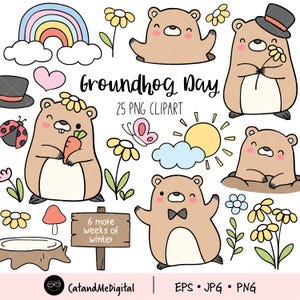 Doodle groundhog day clipart Cute animal clipart Spring clipart Happy groundhog Marmot clipart Welcome spring clipart Groundhog day shirt