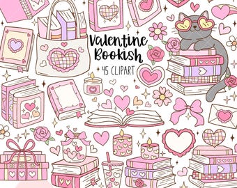 Clipart de livro de dia dos namorados Groovy bookish png Leitores aconchegantes png Cozy bookish png Pastel bookish png Amante de livros clipart Presente de dia dos namorados png