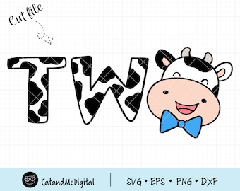 Krowa dwa urodziny svg Krowa dwa svg Chłopiec urodzinowy clipart Krowa dla dzieci svg 2 urodziny svg Koszulka Clipart ze zwierzętami gospodarskimi Koszula z farmą pliki do cięcia