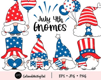 4 luglio gnomi clipart Gnome clipart estate gnome Quarto di luglio clipart patriottico Gnomi americani 4 luglio camicia regalo JPG PNG