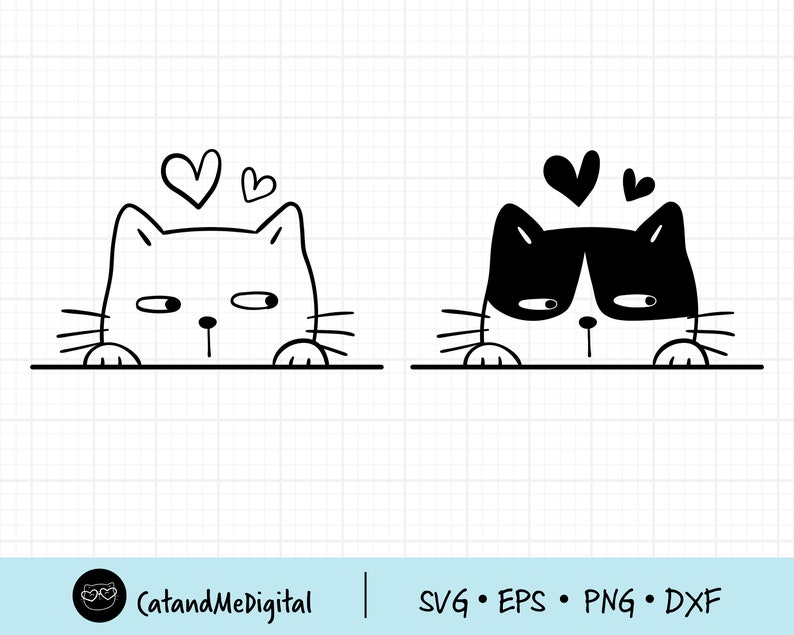 Download Black Cat SVG cut file Funny cats Kawaii kitten vector DXF ...