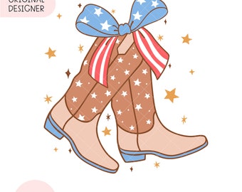 Coquette cowgirl boots png Coquette 4th of July png Cherry bow png Country July png Western 4th of July American girly png 4th of July shirt