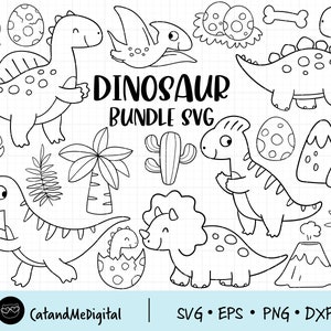 Dinosaur bundle svg Outline dinosaur svg Dinosaur clipart Kid birthday svg Dinosaur coloring svg Kids shirt Baby dinosaur cut files Dxf Svg