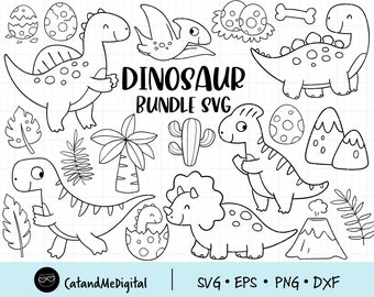 Dinosaur bundle svg Outline dinosaur svg Dinosaur clipart Kid birthday svg Dinosaur coloring svg Kids shirt Baby dinosaur cut files Dxf Svg