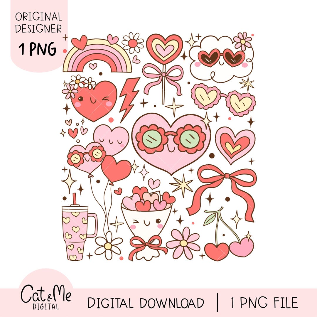 Groovy Valentine Png Valentine's Day Png Retro Valentine Png Valentine ...