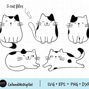 Doodle Cat Svg Cutting file Cat SVG Silhouette Svg Cricut Cutting Files Draw cat Cat digital art Cat illustration Cute art PNG DXF