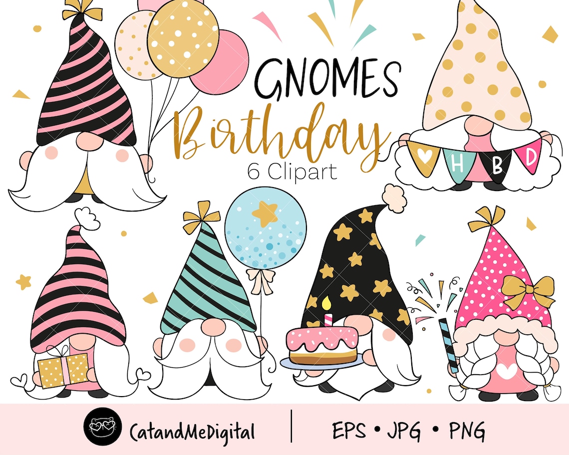 Birthday Gnomes Clipart Happy Birthday Png Nordic Gnome - Etsy Israel