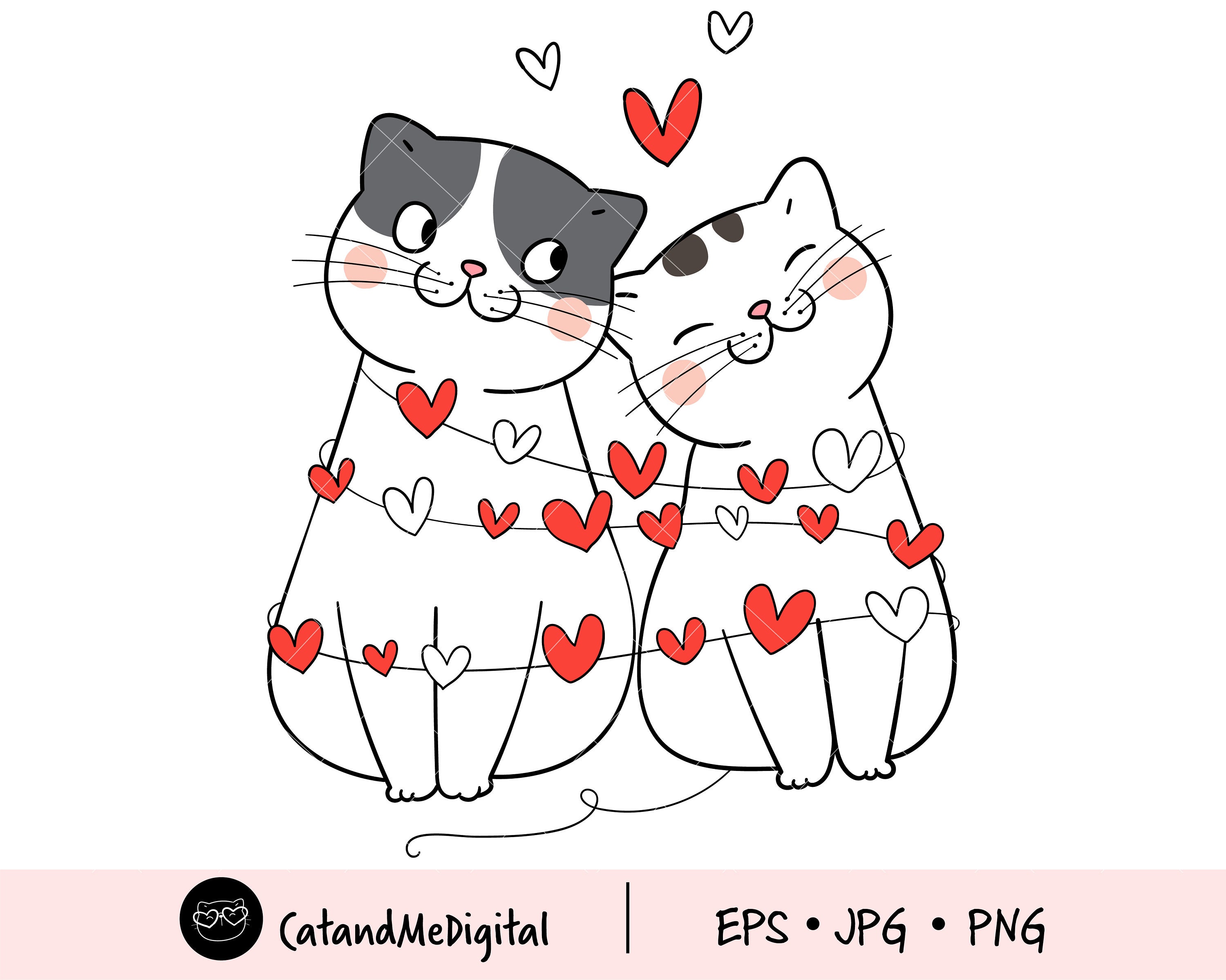 Valentine's Day Drawing // How to draw a romantic cat couple // Easy pencil  sketch
