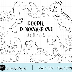 Doodle dinosaur svg Outline dinosaur svg Dinosaur clipart Kid birthday svg Dinosaur coloring svg Kids shirt Baby dinosaur cut files Dxf Svg