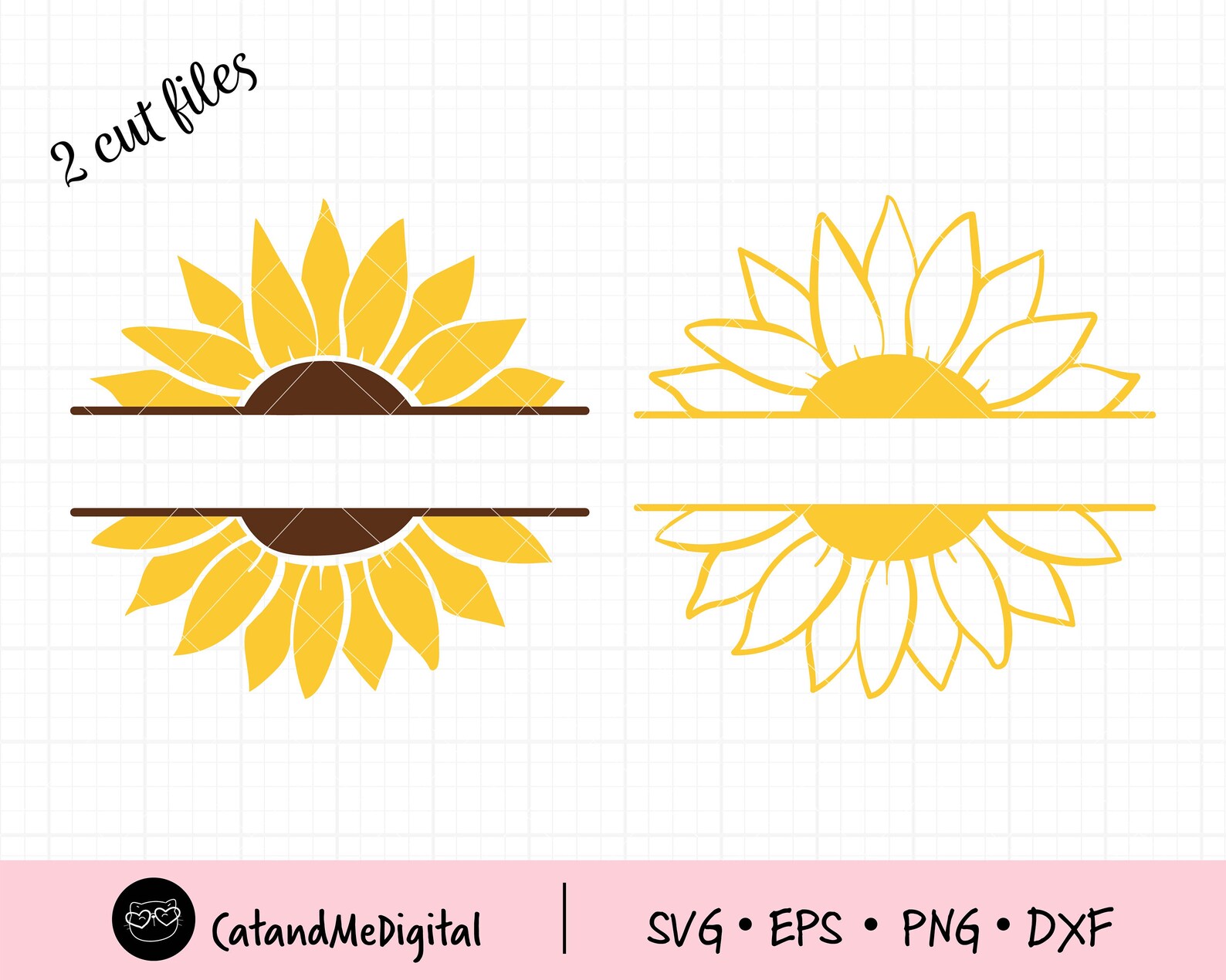 Sunflower Monogram Frame Svg Sunflower Png Flower Svg - Etsy