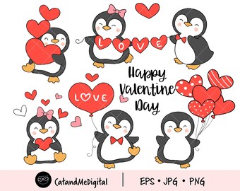 Pinguïn valentijn clipart Valentine Clipart Pinguïn clipart Liefde hart clipart Pinguïns afdrukbare Harten clipart Valentijnscadeau JPG PNG