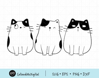 Cat svg cut file Funny cats Kawaii kitten Cute cat shirt Cat vector Silhouette svg Kitten clipart Pet clip art Cricut cutting files DXF PNG