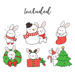 Bunny Christmas Clipart Rabbit Clipart Party Christmas Png - Etsy