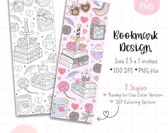 Romantasy books bookmark png Fantasy novel bookmarks Digital printable png Aesthetic bookish file Girls reading png Printable bookmarks png