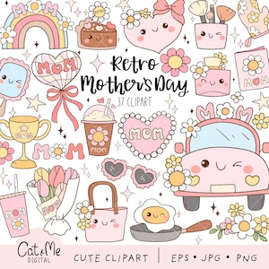 Clipart retrò per la festa della mamma Clipart mamma Clipart per la festa della mamma con fiori alla moda Mamma per sublimazione Festa della mamma alla moda png Vita da mamma Maglietta regalo per la mamma png