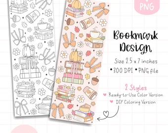 Coquette fall books bookmark png Coquette bookmarks Digital printable png Fall aesthetic file Printable bookmarks Autumn books gift png