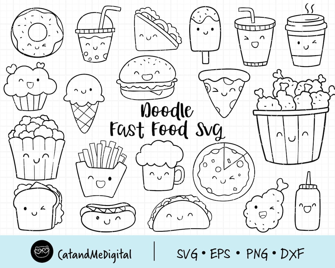 Doodle Fast Food Svg Food Svg Junk Food Svg Party Food Svg Friendship planner-doodles-food-doodles-kawaii-doodles-cute-doodles-drawings